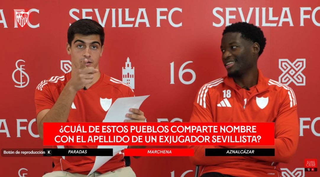 Juanlu y Agoumé en un vídeo del Sevilla