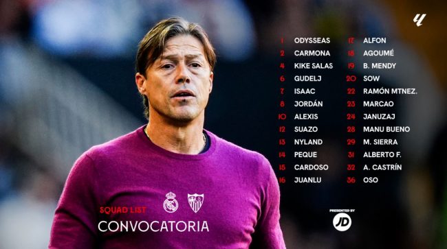 Convocatoria del Sevilla FC para el Bernabeu