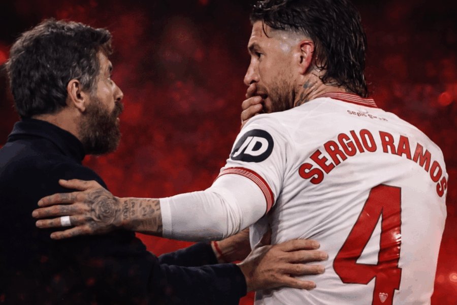 Sergio Ramos y Quique Sanchez Flores